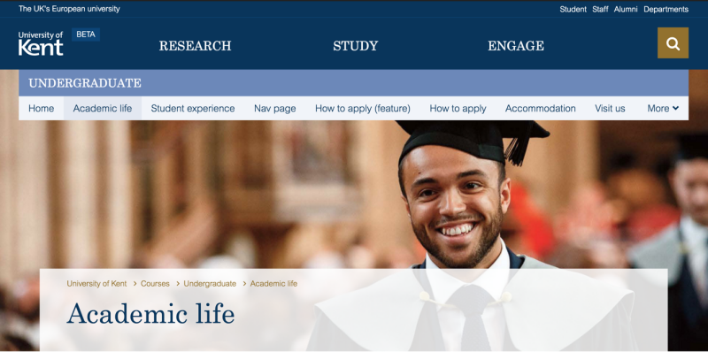 Screenshot of a content page heading with a background image