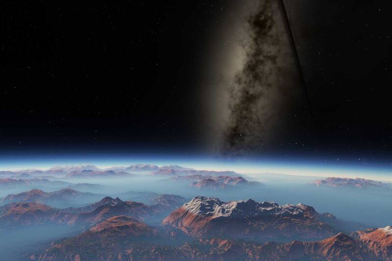 Mountain with galaxy in the background