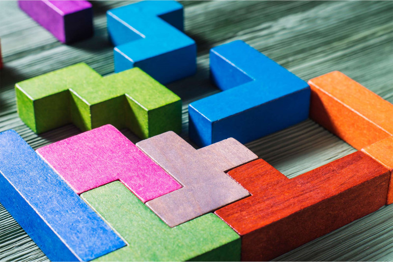 multi-coloured wooden puzzle