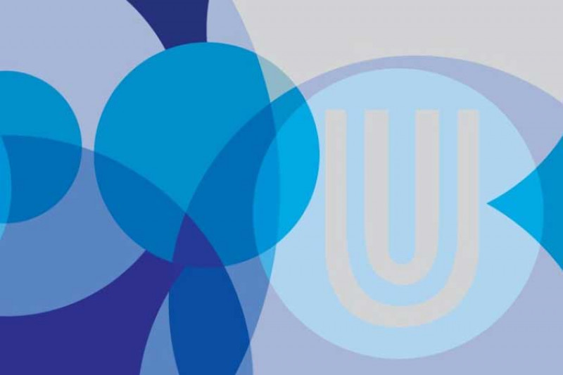 blue concentric circles with UU logo