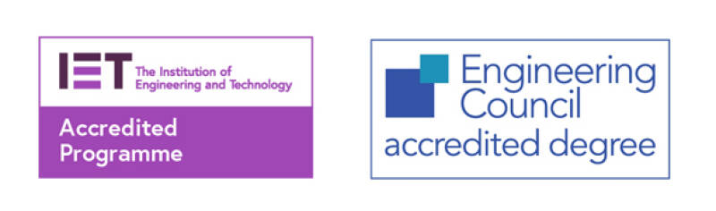 IET accredited programme and Engineering Council accredited degree logos