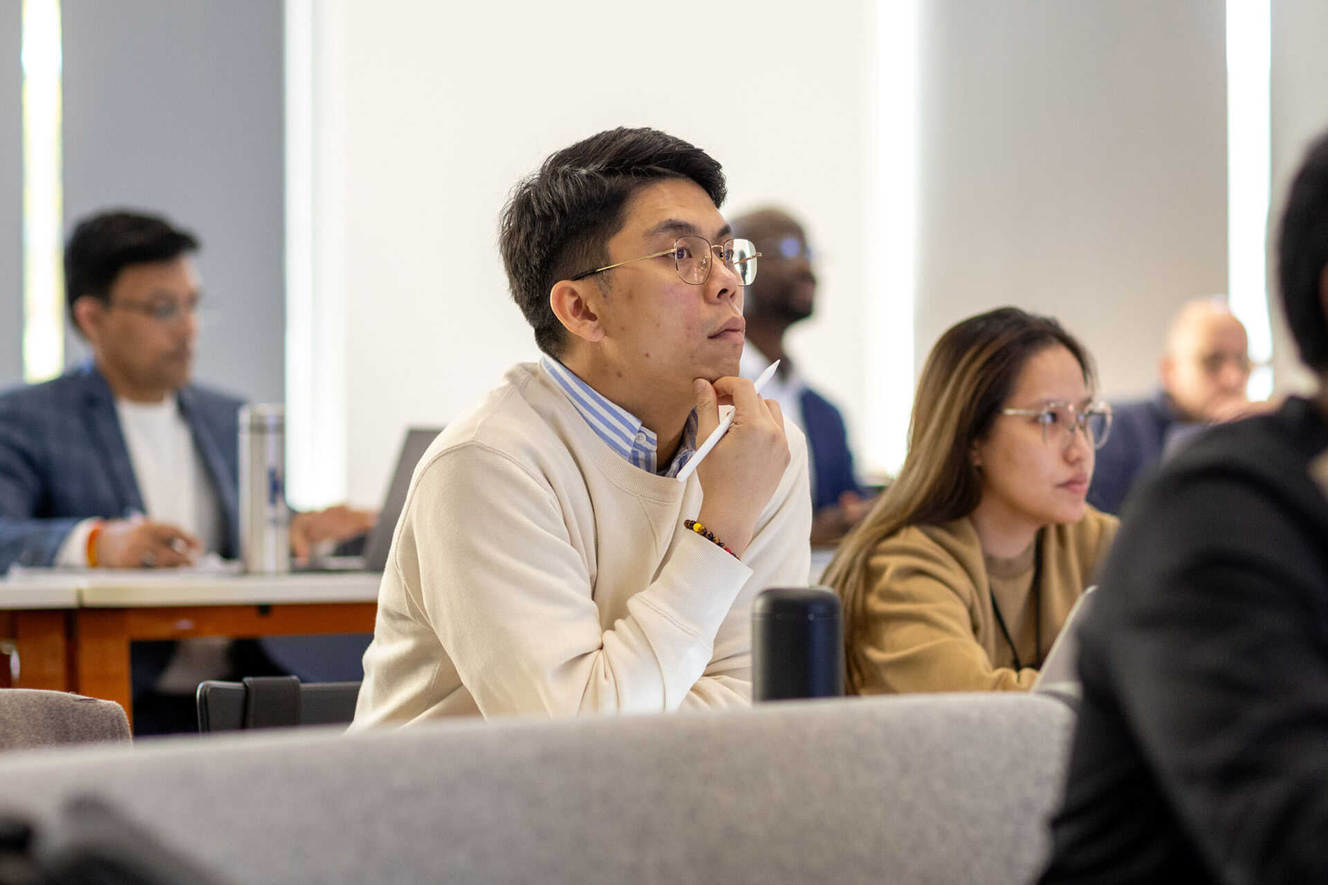 Engaged students in a lecture theatre