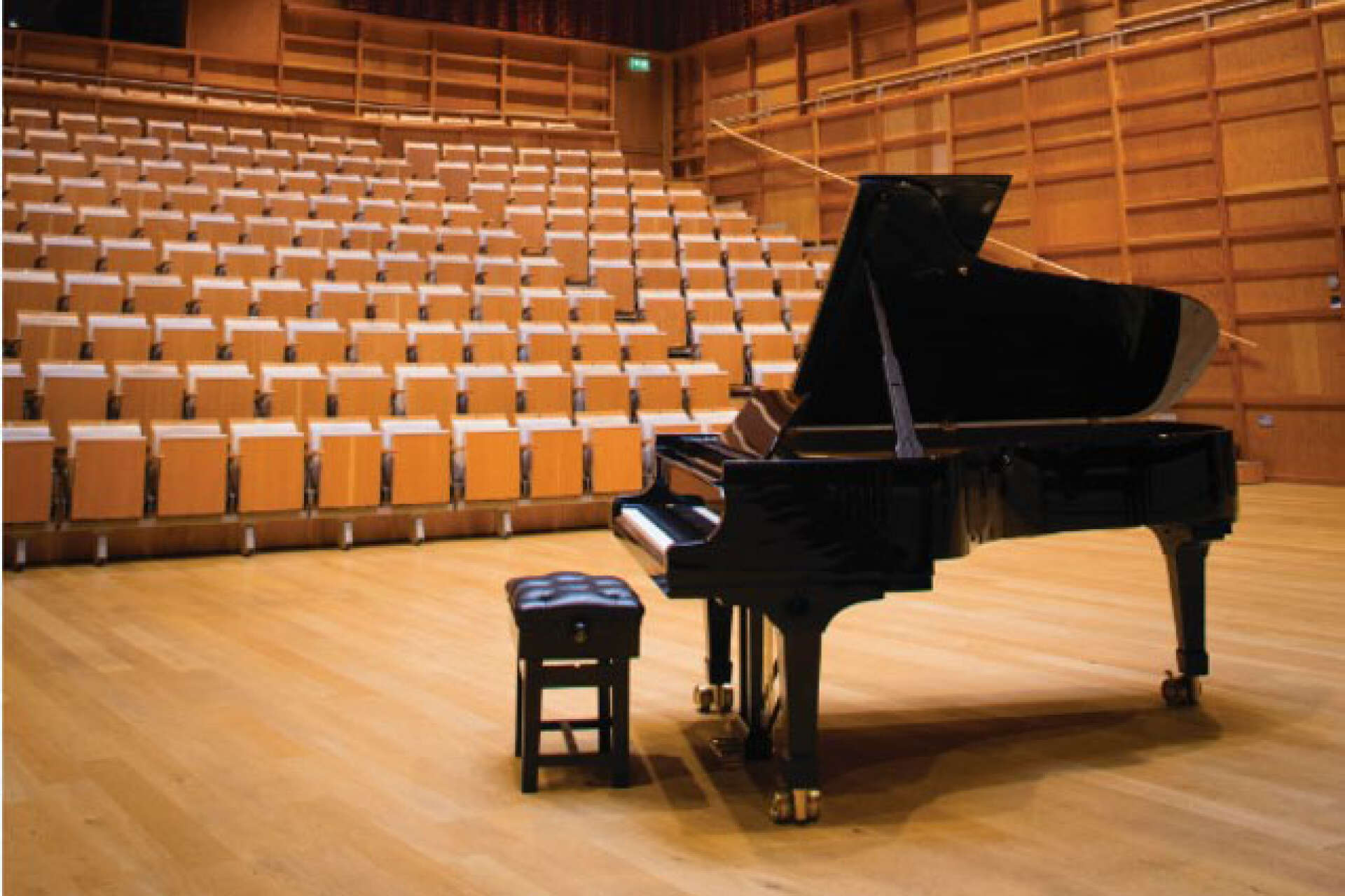 Grand piano in a concert hall