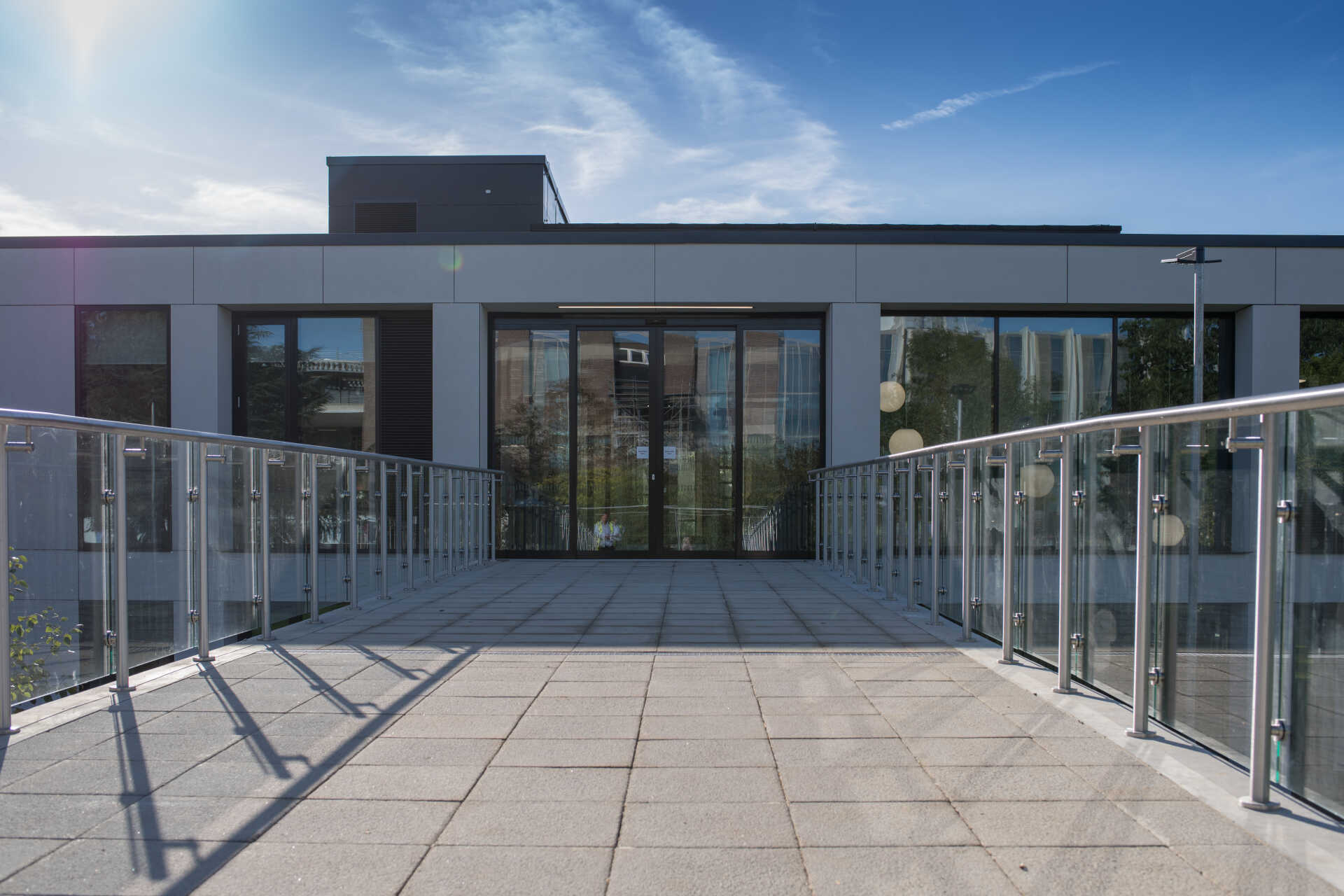 The main entrance to the Wigoder Law Building