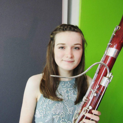 Olivia with her bassoon