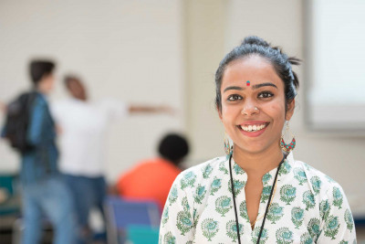 Smiling female postgraduate student