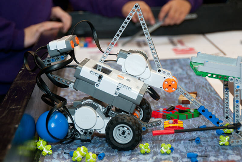 Lego robot being built