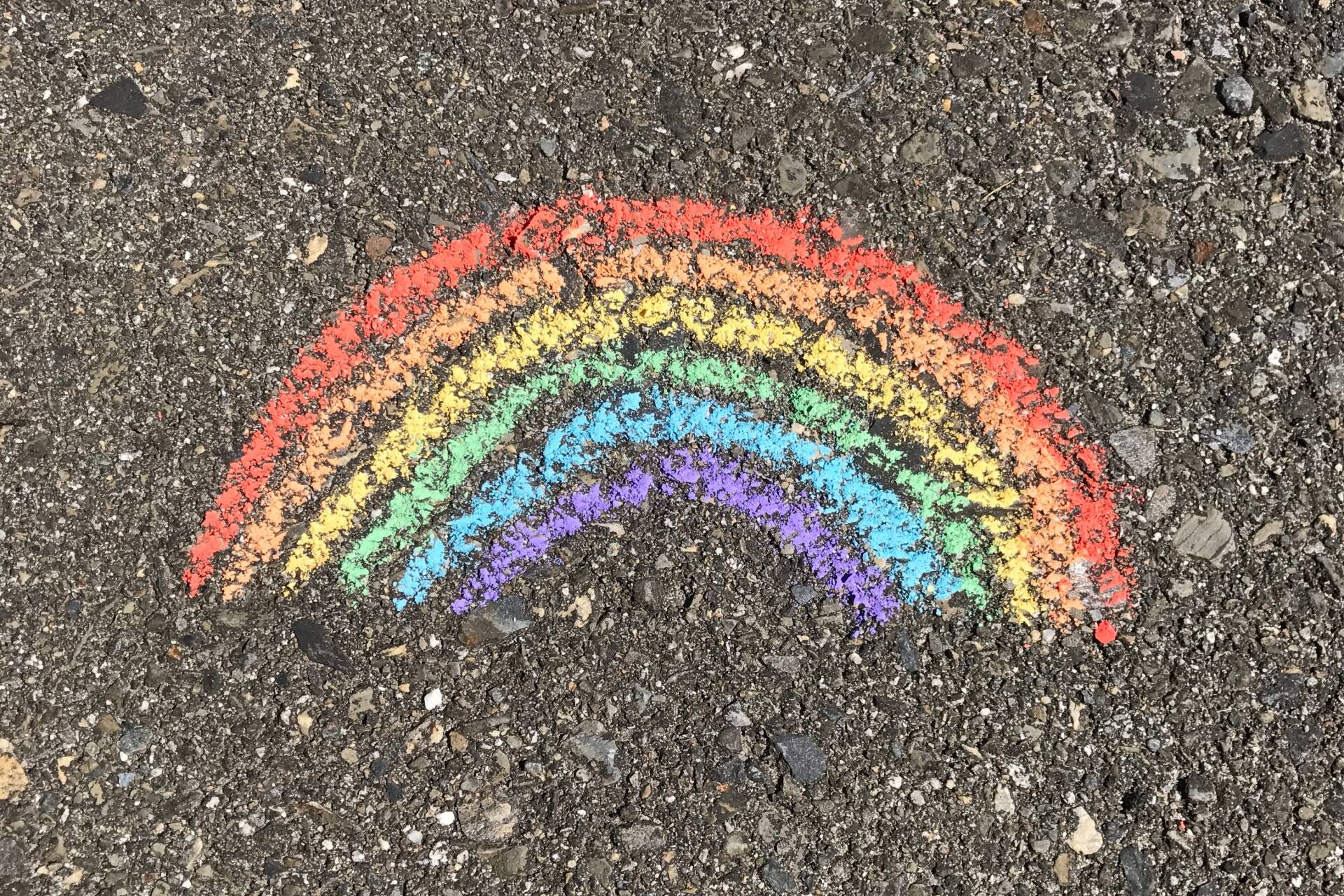 Chalk painted rainbow on the ground
