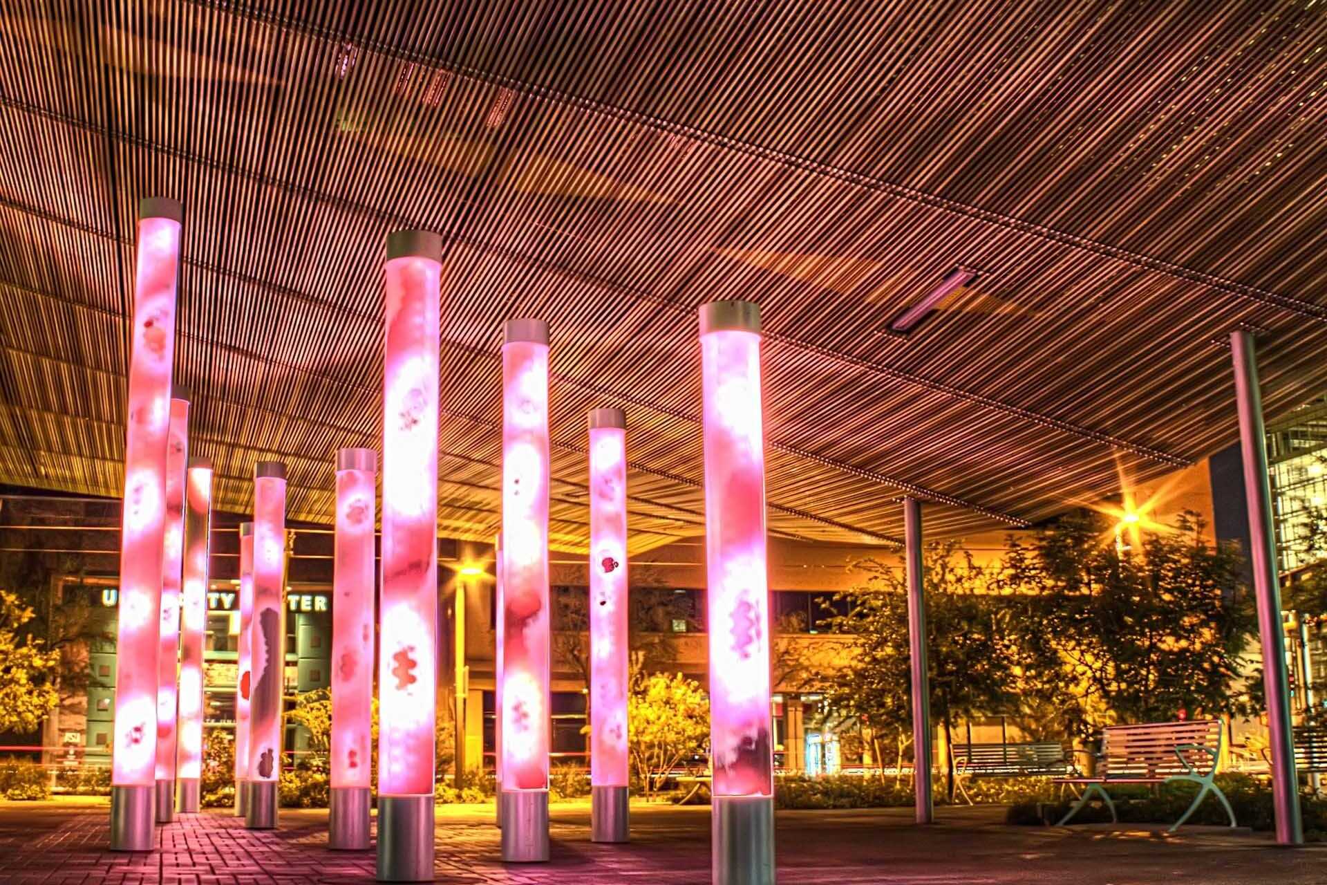 Light installation in an outdoor space