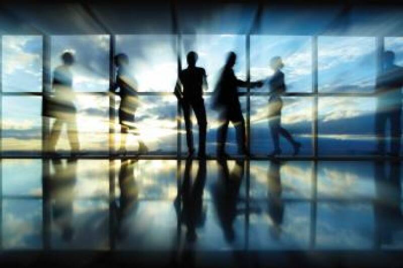 Silhouette of business people in an office