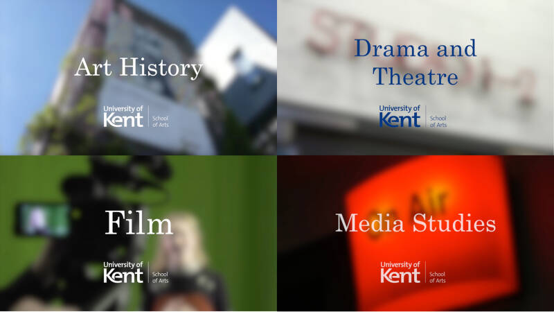 Stills from the Virtual Open Day presentations, showing each of the four subjects.