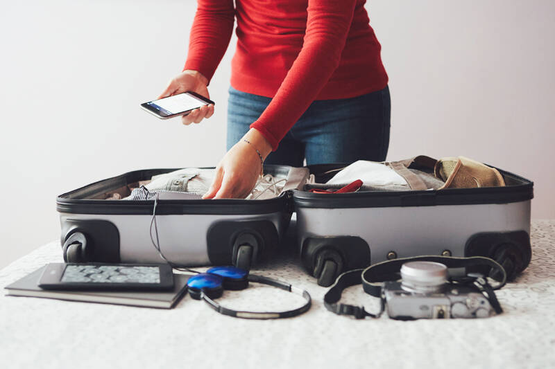 Packing devices in suitcase