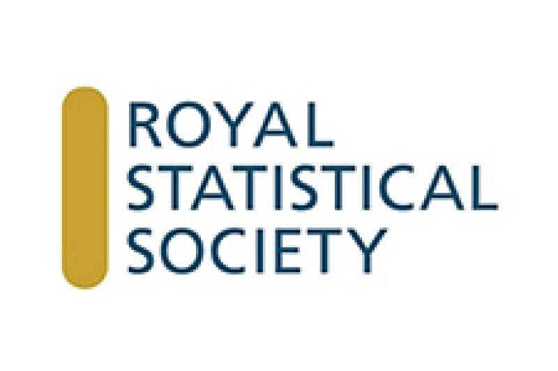 Royal Statistical Society yellow vertical line and blue writing