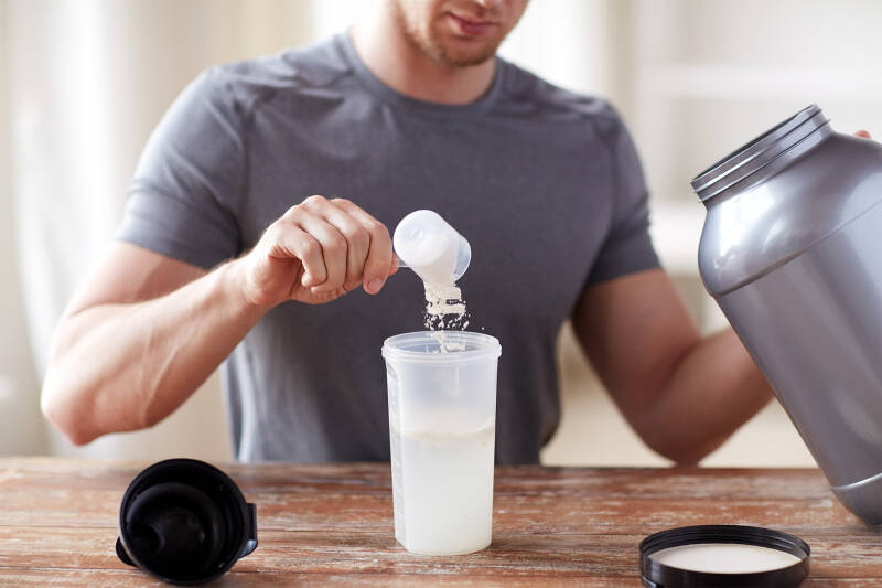 Customer making a protein shake
