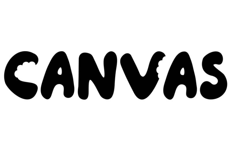 Canvas logo with bite marks in c and v