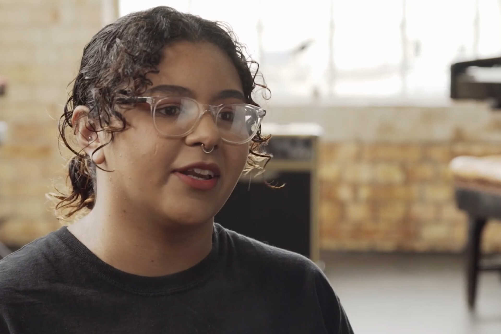 Student talking to camera