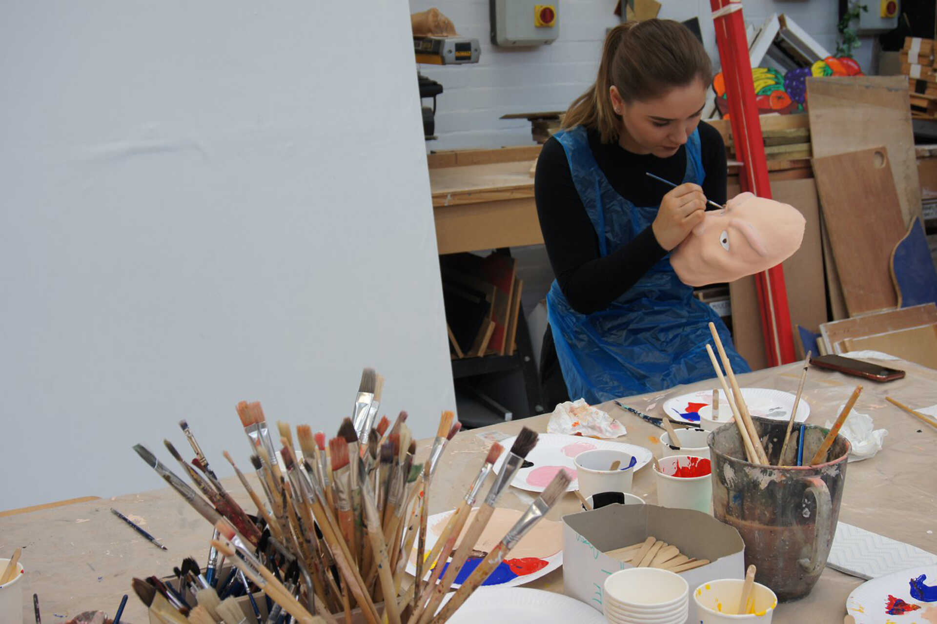 A student undertaking practical work in the School of Arts