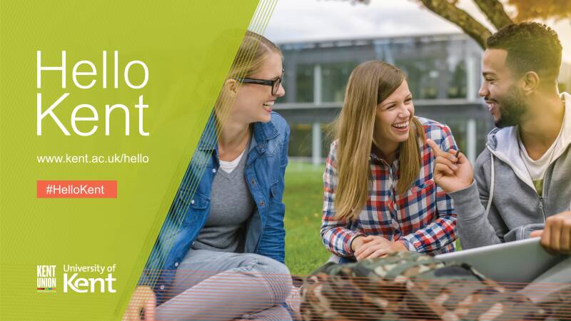Hello Kent sample image of students sat on lawn smiling