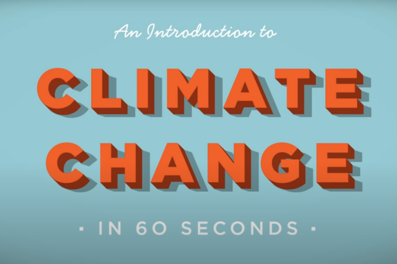 A blue background with the words Climate Change in red