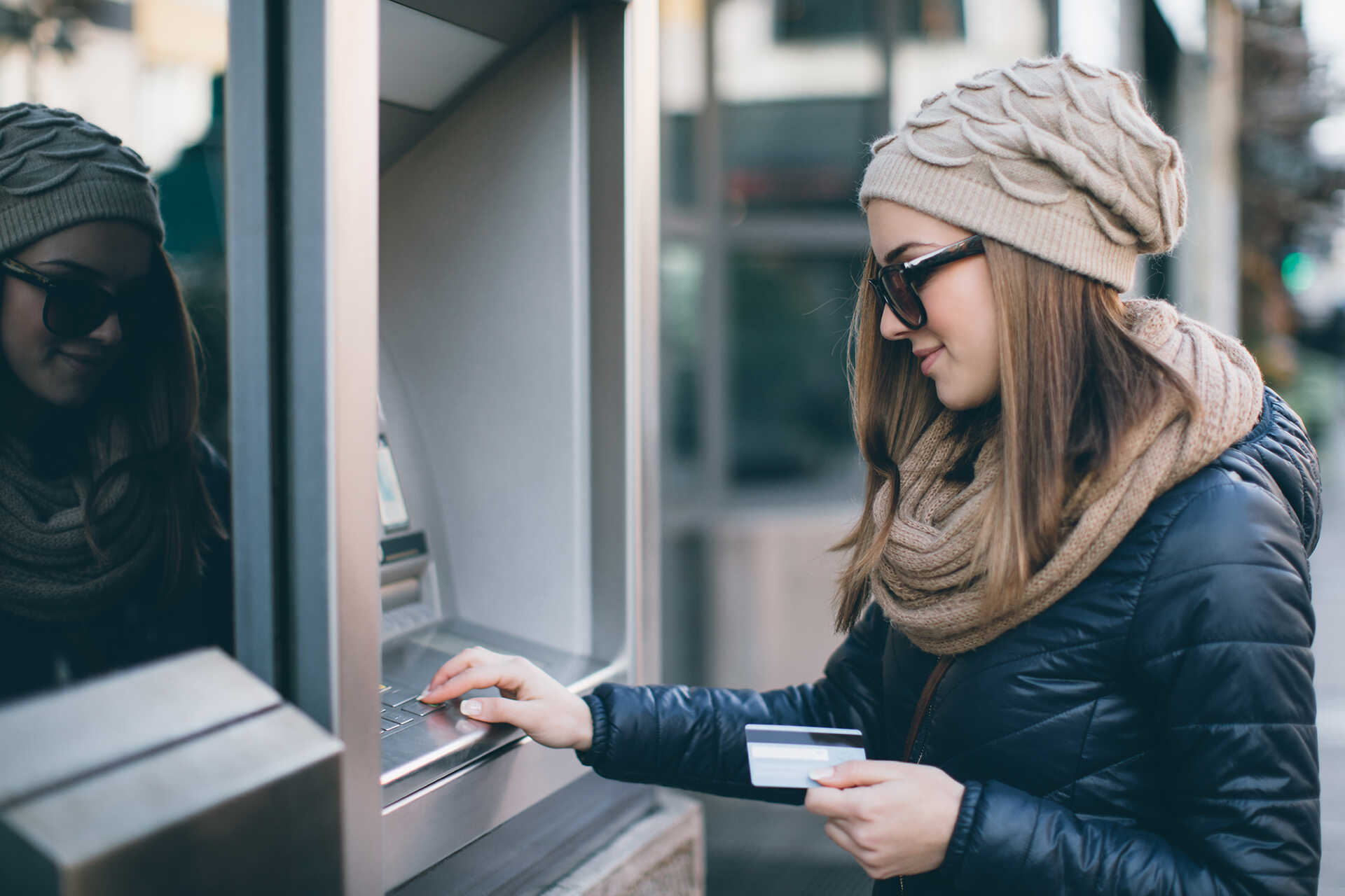 Student at a cash point