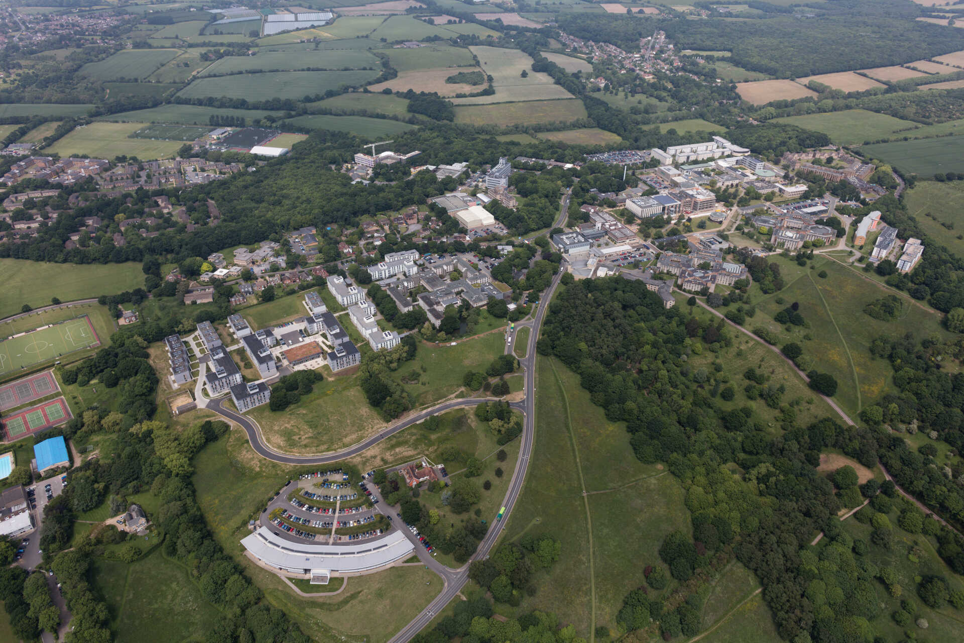Ariel view of University of Kent Canterbury campus