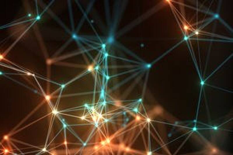 abstract image of lights joining together in network