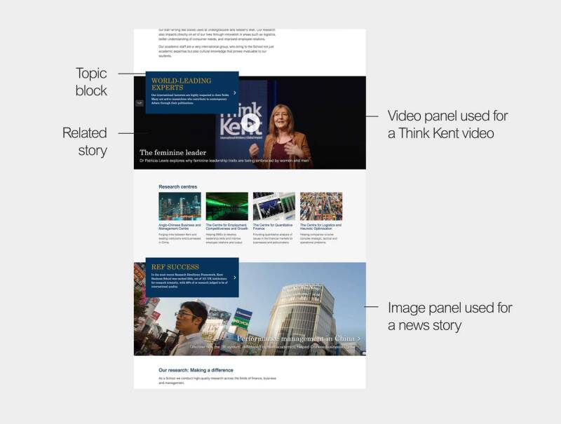 Example showing a feature panel for Think Kent and news