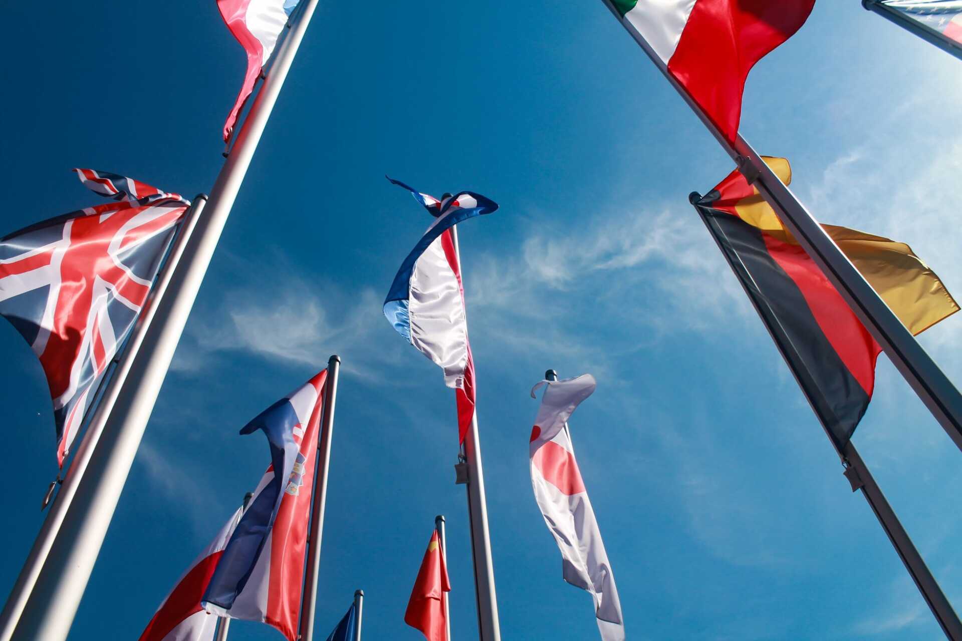 Flags seen from below