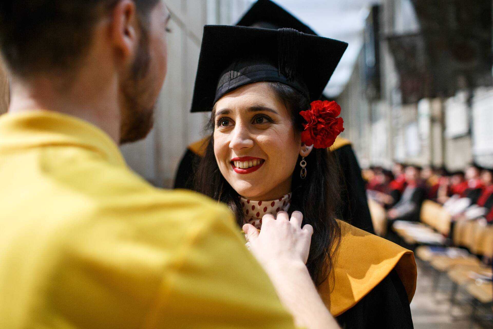 A female student on graduation day