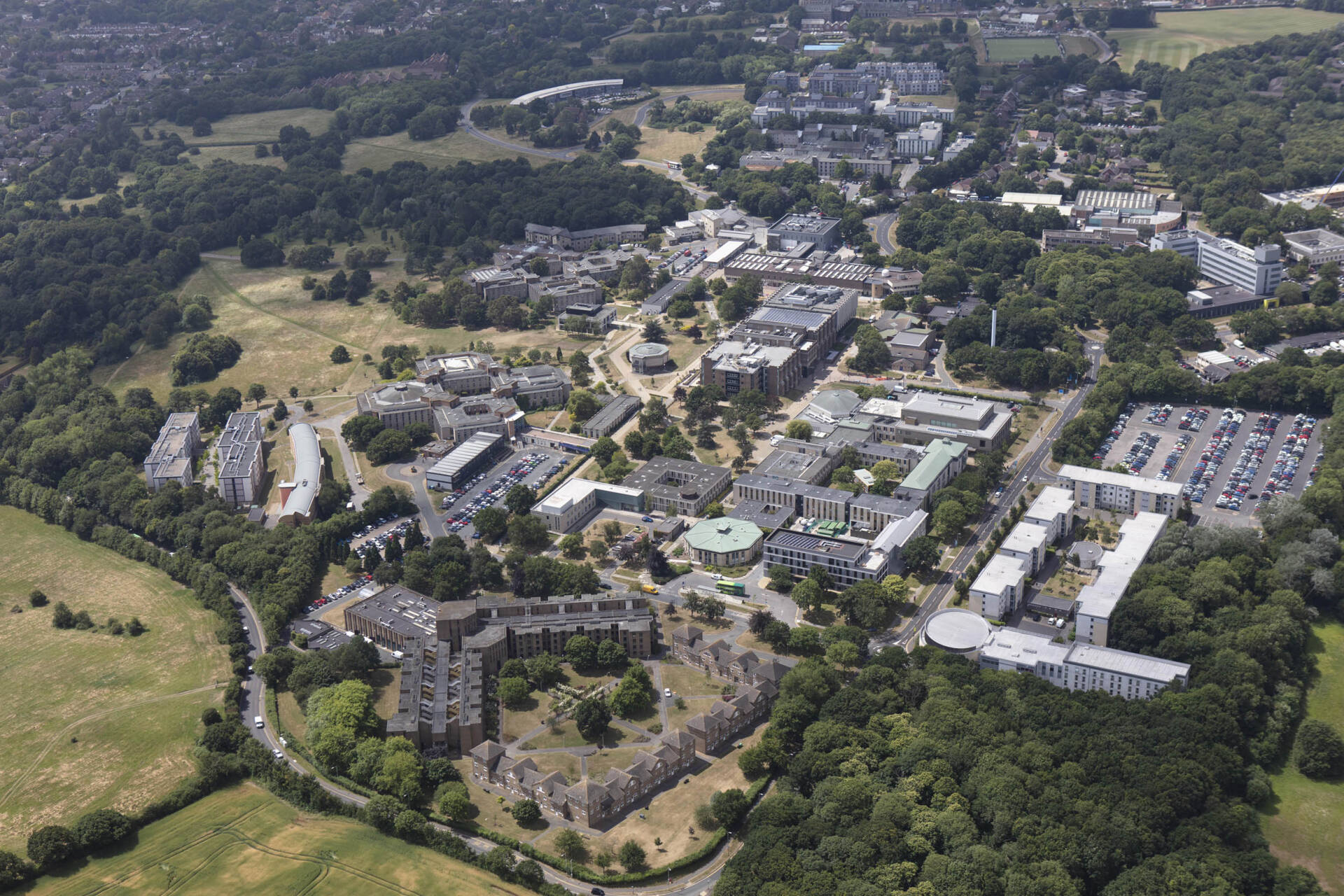 Aerial view of the University of Kent, Canterbury campus, 2018