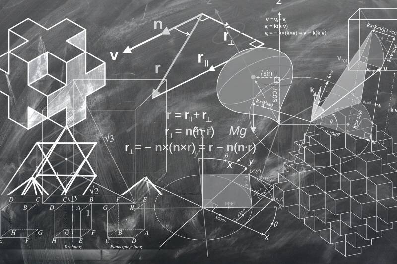 A graphic of maths equations.