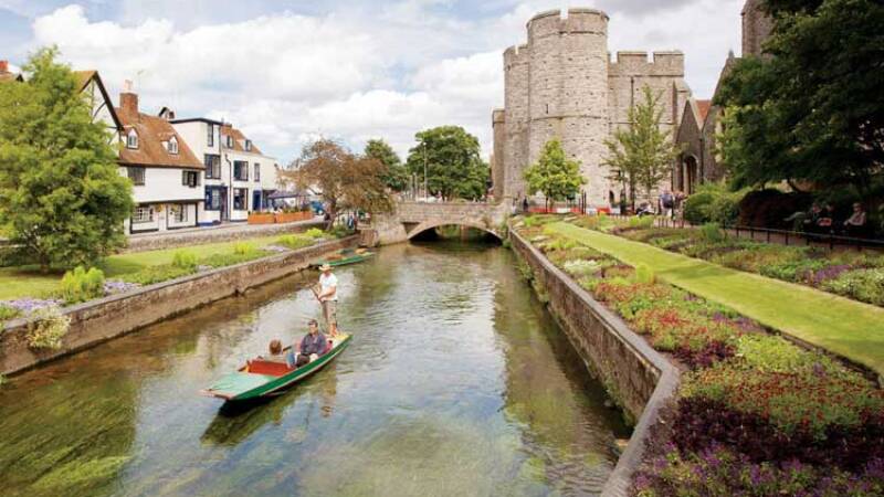 A punt on the River Stour in Canterbury