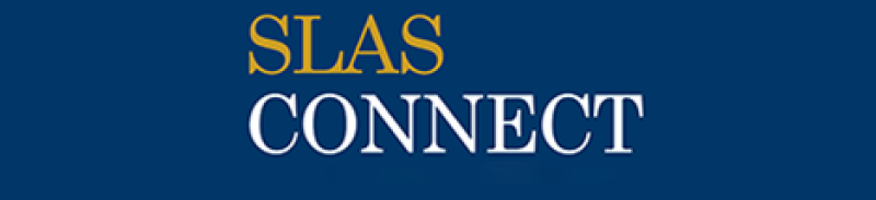 This is of the SLAS logo with the words SLAS connect in yellow and white on a blue background