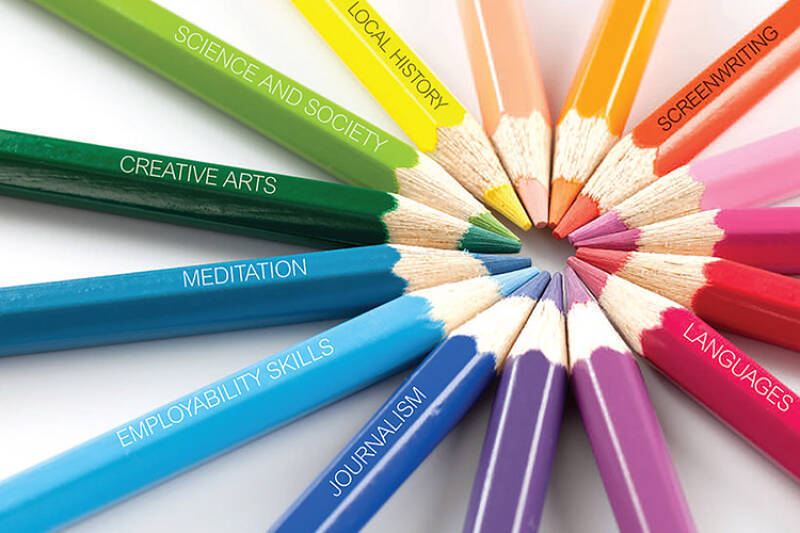 A circle of coloured pencils