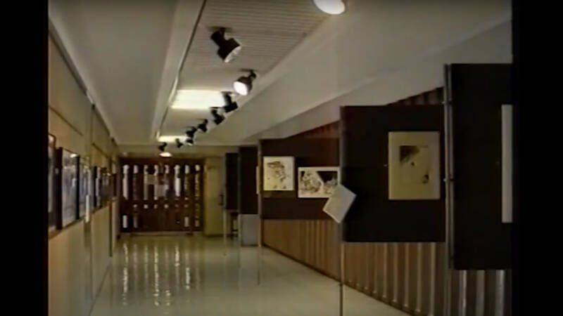 Still from 1991 Library film of a corridor