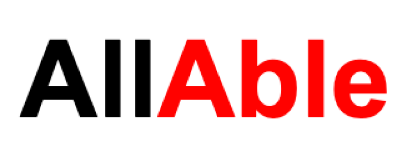 Logo for All Able: 'All' in black and 'Able' in red.