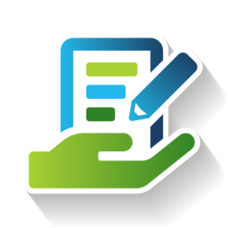 Claro Software logo: animated green hand holding a sheet of paper and a blue pen.