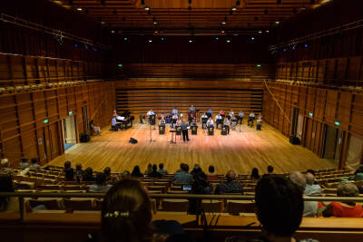 The Big Band performing in Colyer-Fergusson Hall