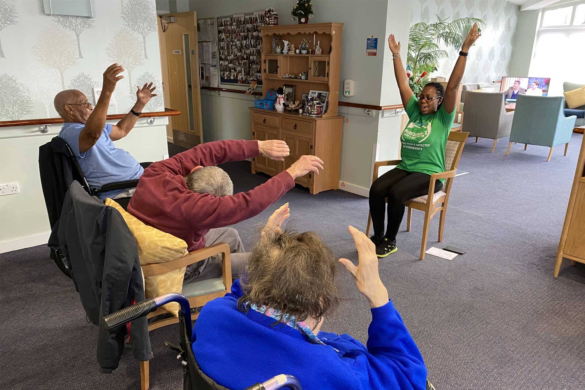 A therapy session for people with Parkinson's, organised by PCSUK