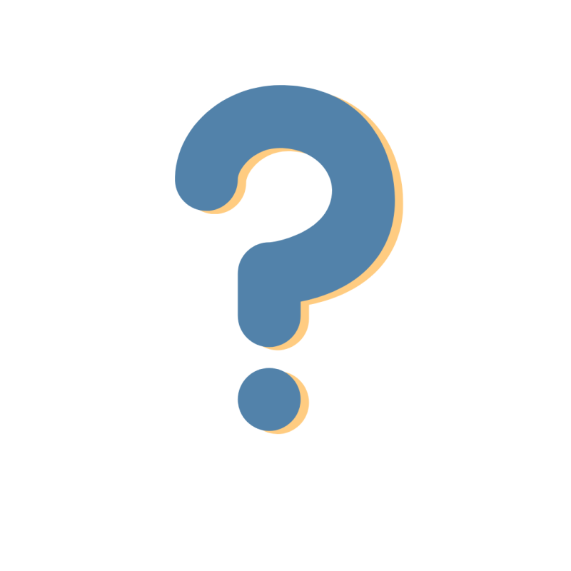 Blue question mark outlined in yellow