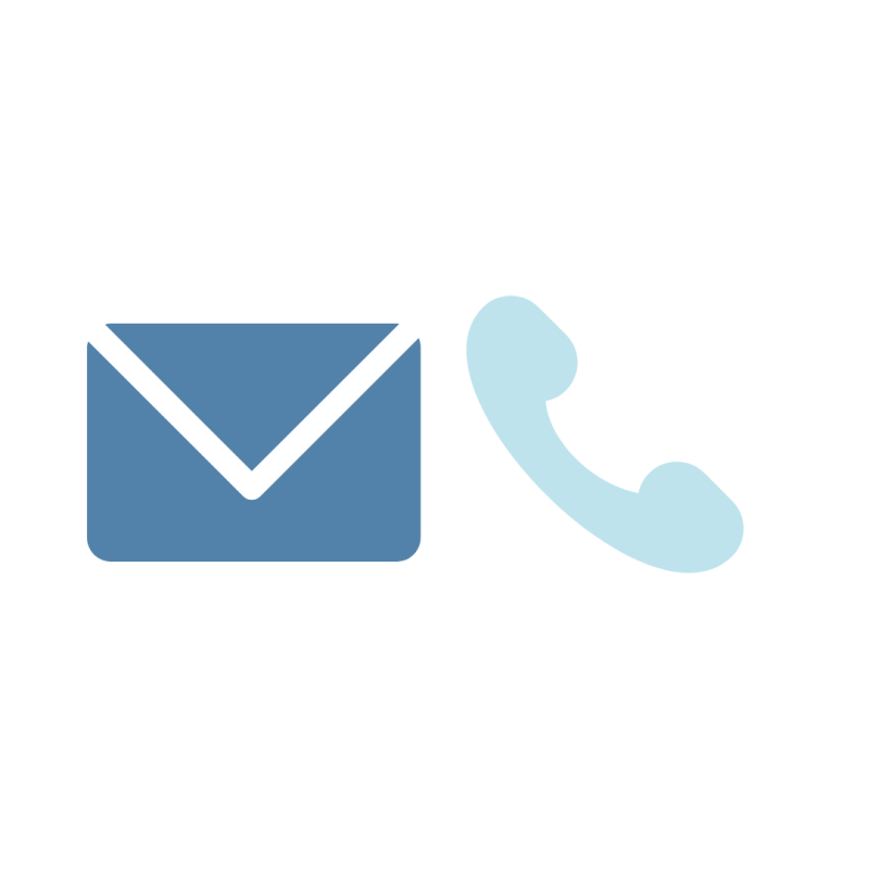a dark blue envelope and a light blue phone