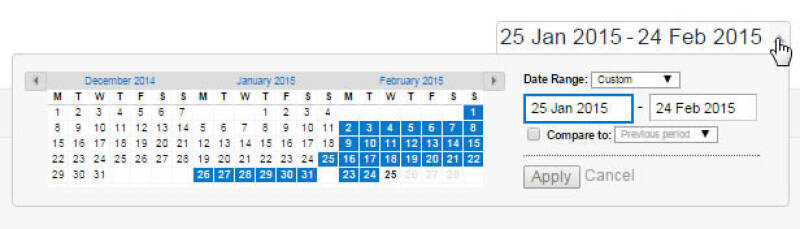 Screenshot of the date range panel