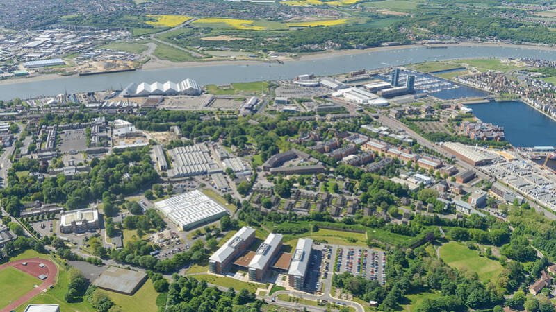 An aerial shot of the Medway campus