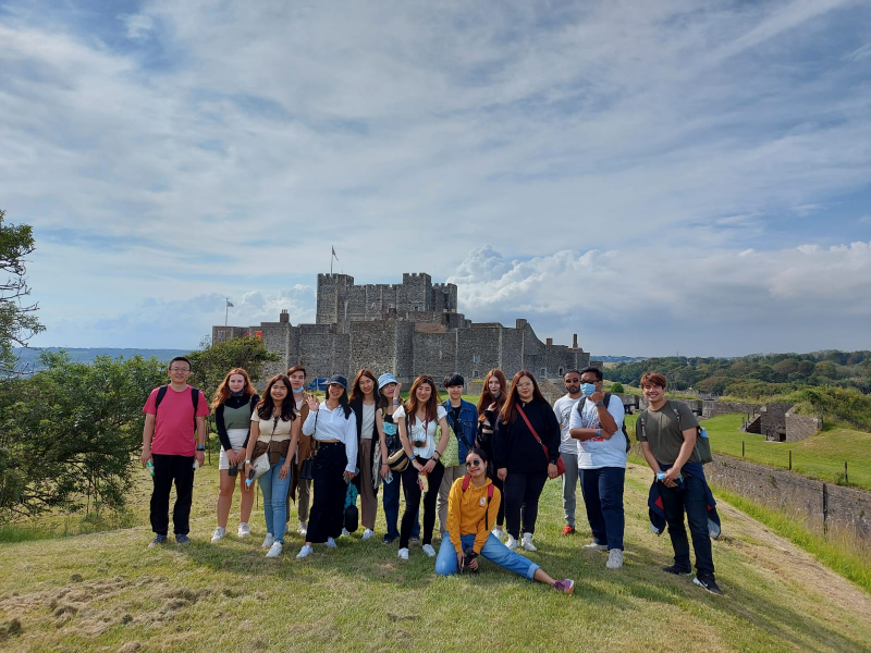 Student Ambassadors and Pre-sessional students on a recent trip to Dover Castle
