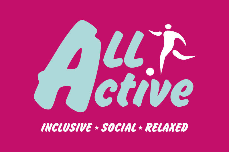 ALL Active programme logo on pink background