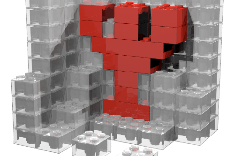 A red Y made out of lego