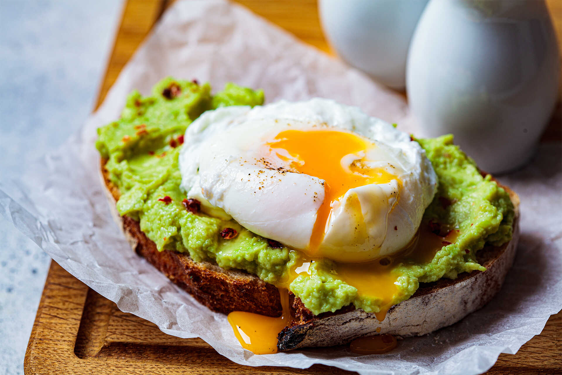 Avocado on toast with a poached egg