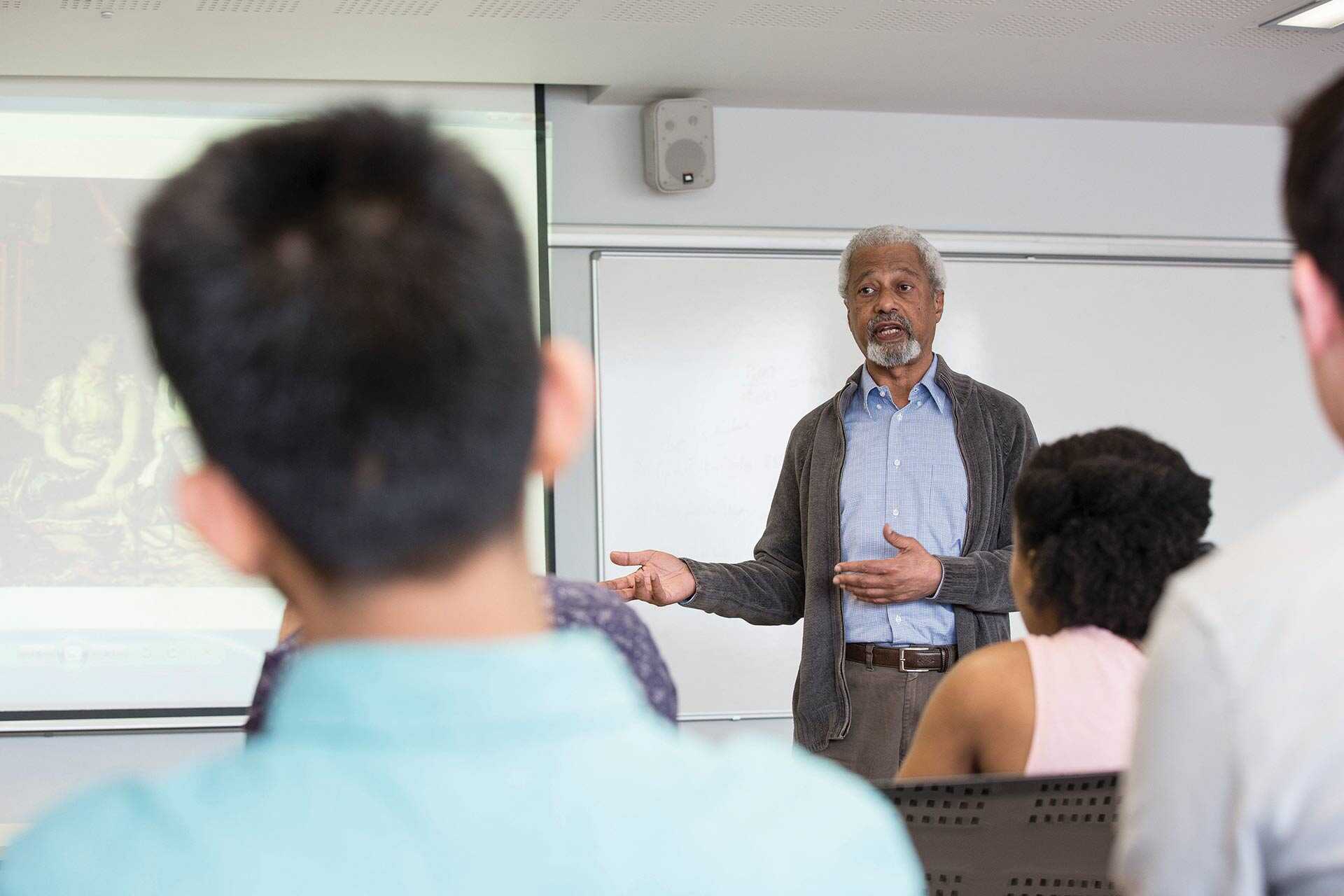 Professor Abdulrazak Gurnah delivering a class