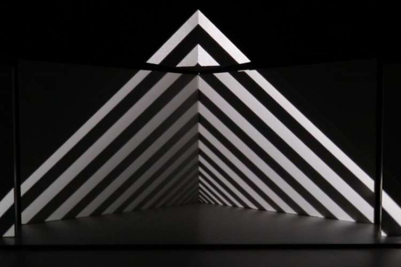 Black and white graphic 3-D shape