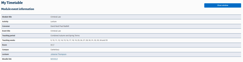 Specific module information view